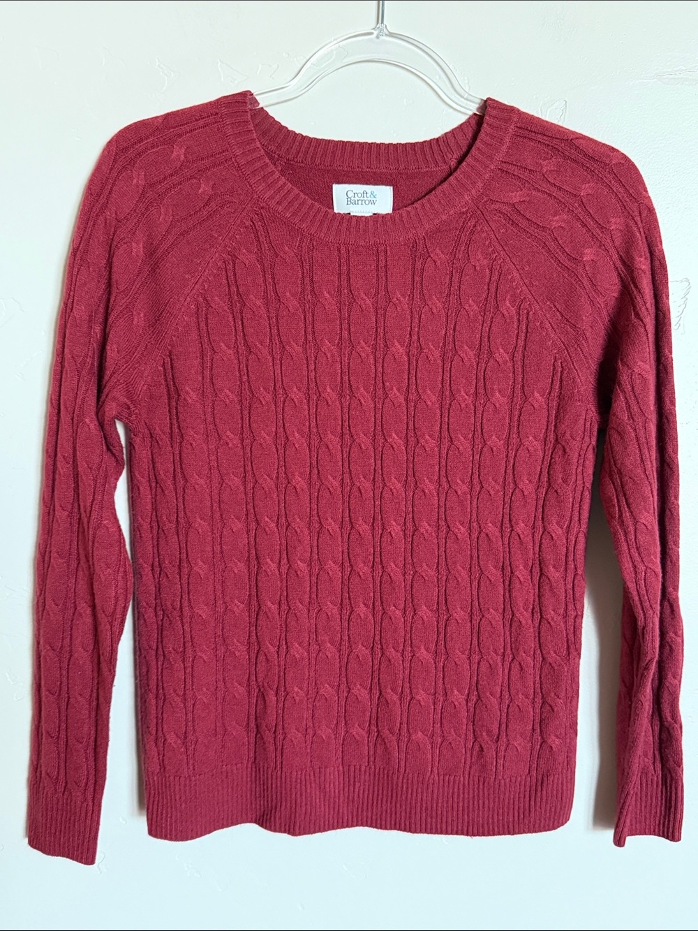 croft & barrow Cable-Knit Crewneck Sweater in Berry Red